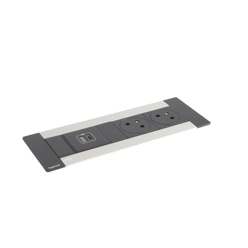 Legrand Metal Incara Multilink Horizontal Furniture Unit with 1 2P+E Socket and 1 USB Type-C Power Delivery Charge