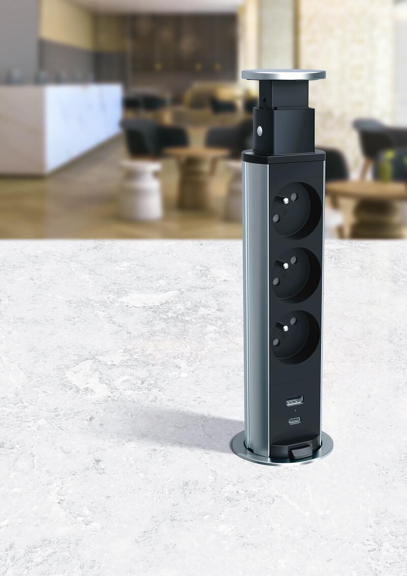 Legrand Incara Tower 60 √ò60mm: Recessed Furniture Unit with 4x2P+E Sockets and Cord