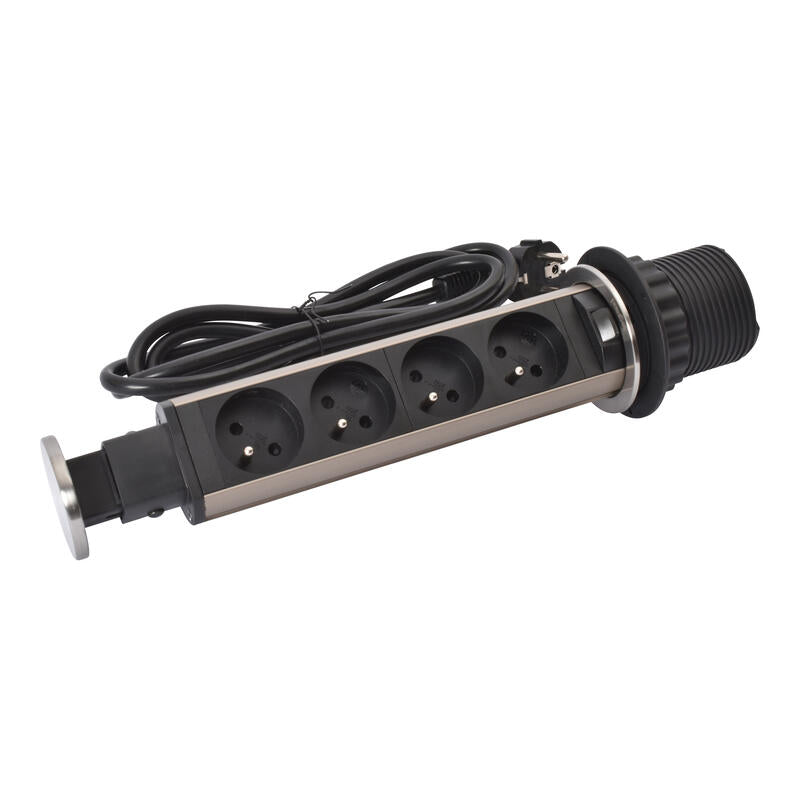 Legrand Incara Tower 60 √ò60mm: Recessed Furniture Unit with 4x2P+E Sockets and Cord