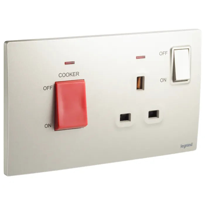 Legrand Mallia Senses Cooker Unit - 45A DP Switch + 13A Socket