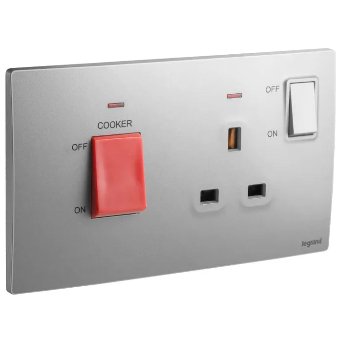 Legrand Mallia Senses Cooker Unit - 45A DP Switch + 13A Socket