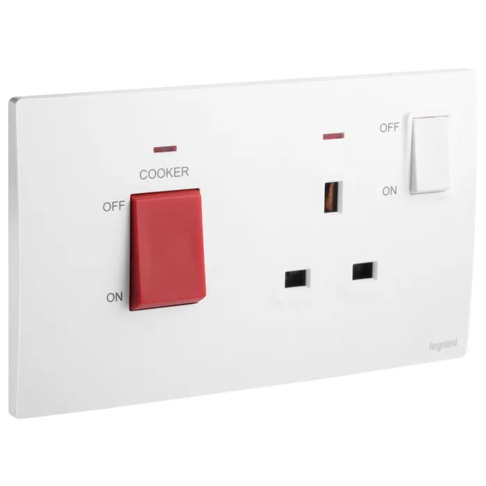 Legrand Mallia Senses Cooker Unit - 45A DP Switch + 13A Socket