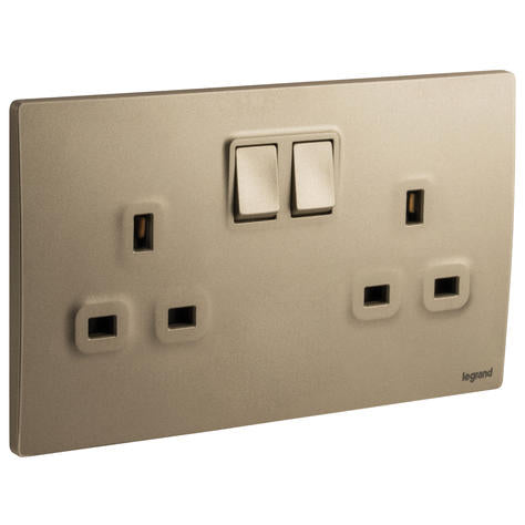 Legrand Mallia Senses British Standard Switched Socket 13A 2 Gang