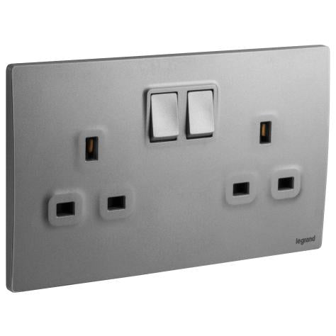 Legrand Mallia Senses British Standard Switched Socket 13A 2 Gang