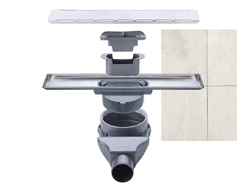 Sukar Line-4 Shower Drain 40cm Ø50 - Stainless Steel Case (Plain Grate)