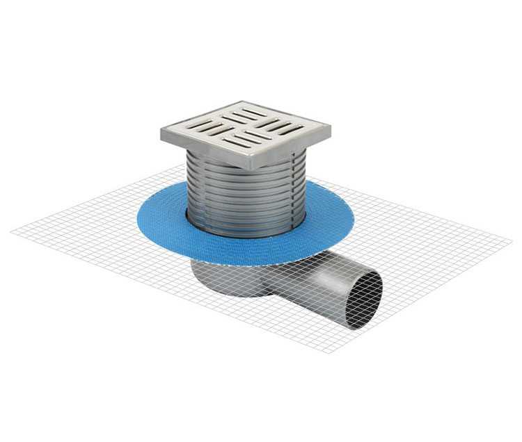 Sukar Line-10 Adjustable Drain Set 10x10cm Ø50mm - Plastic Frame (Side Outlet - Line Grate)