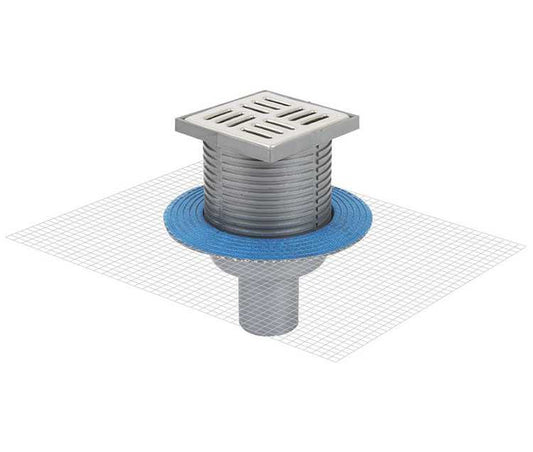 Sukar Line-10 Adjustable Drain Set 10x10cm Ø70mm - Plastic Frame (Bottom Outlet - Line Grate)
