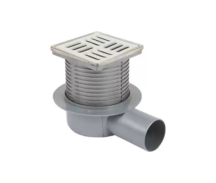 Sukar Line-15 Adjustable Drain Set 10x10cm Ø50mm - Stainless Steel Frame (Side Outlet - Line Grate)