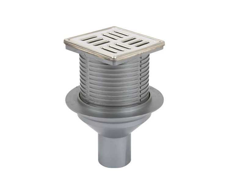 Sukar Line-15 Adjustable Drain Set 10x10cm Ø50mm - Stainless Steel Frame (Bottom - Line Grate)