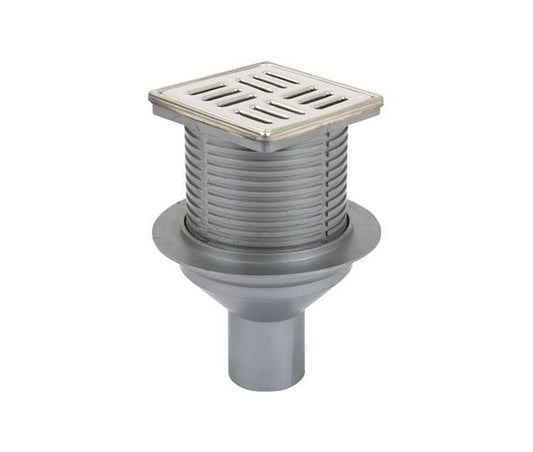 Sukar Line-15 Adjustable Drain Set 10x10cm Ø50mm - Stainless Steel Frame (Bottom - Line Grate)