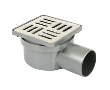 Sukar Standard Drain 10x10cm Ø50mm - Plastic Frame (Side Outlet - Line Grate)