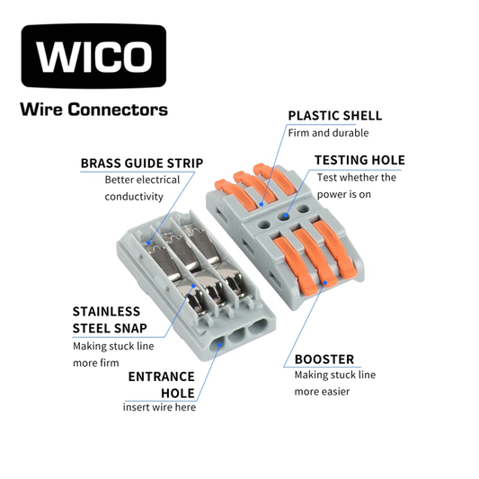 WICO 10-pin Bilateral Push-In Quick Wire Lever Connector – 0.08–2.5mm²