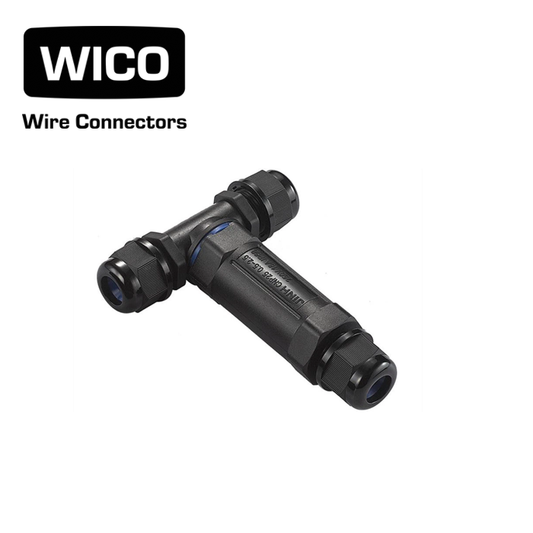 WICO 3-Pin T-Type Waterproof Wire Connector – IP68, 0.5–2.5mm²