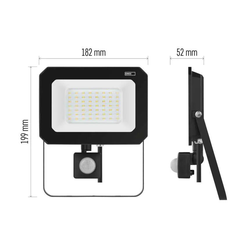 Legrand Emos Led Floodlight Simpo 50W IP44 PIR - Natural White (4000K)