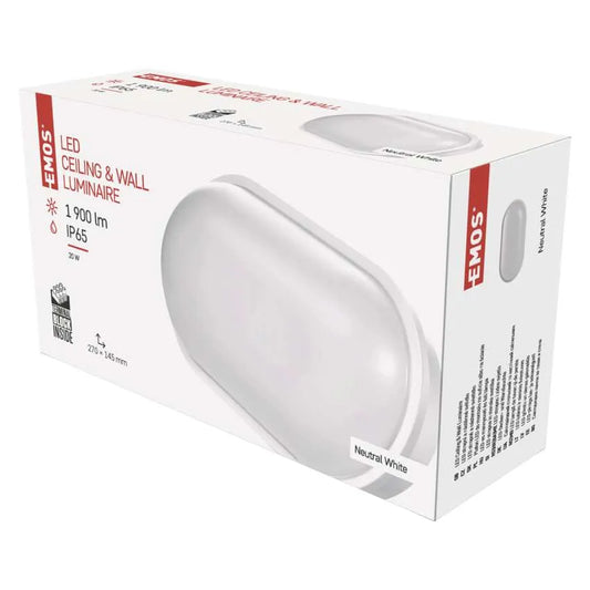 Legrand Emos Ceiling Lamp Qari Oval 20W IP65 - Natural White (4000K)