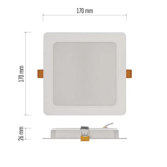 Legrand Emos White Led Panel Rubic Recessed 18W IP20 - Natural White (4000K)
