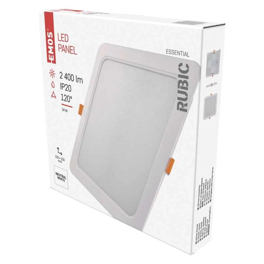 Legrand Emos White Led Panel Rubic Recessed 24W IP20 - Natural White (4000K)