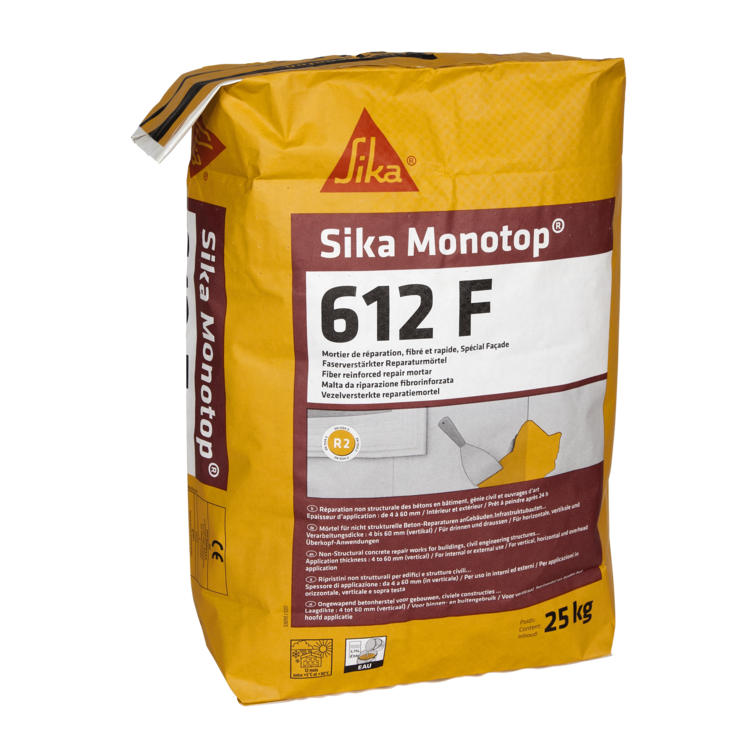 Sika MonoTop® 612 F (Fibre-reinforced Rapid-setting Repair Mortar) - 25kg