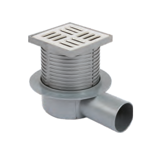 Sukar Line-15 Adjustable Drain Set 15x15cm Ø70mm - Plastic Frame (Side Outlet - Line Grate)