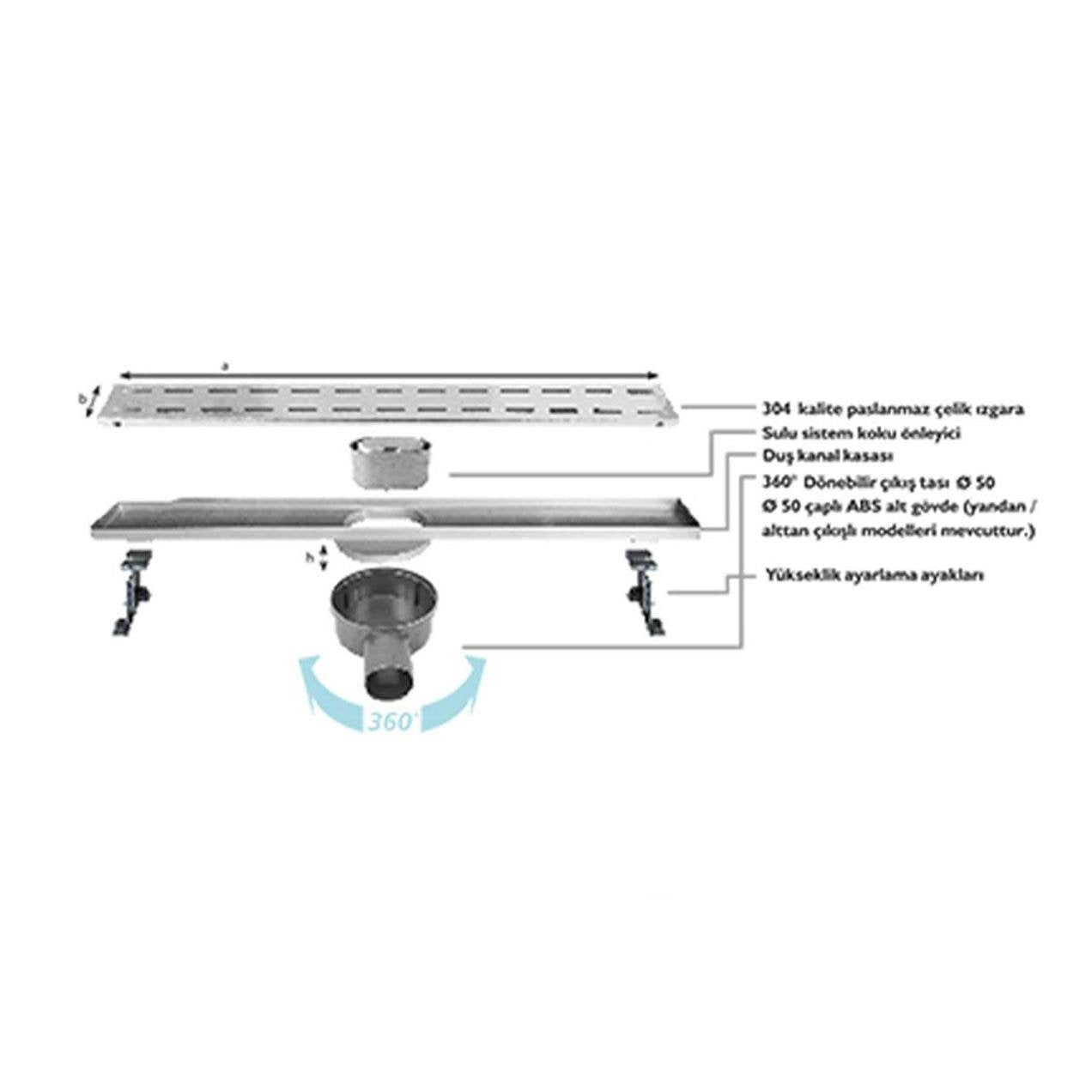 Sukar Line-4P Shower Drain 60cm Ø50 - Plastic Case (Slot Grate)