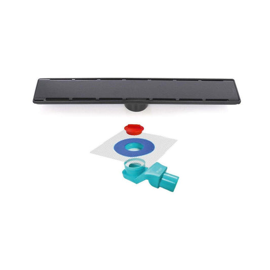 Sukar Line-6 Black Shower Drain 60cm  - Stainless Steel Case (Plain Grate)