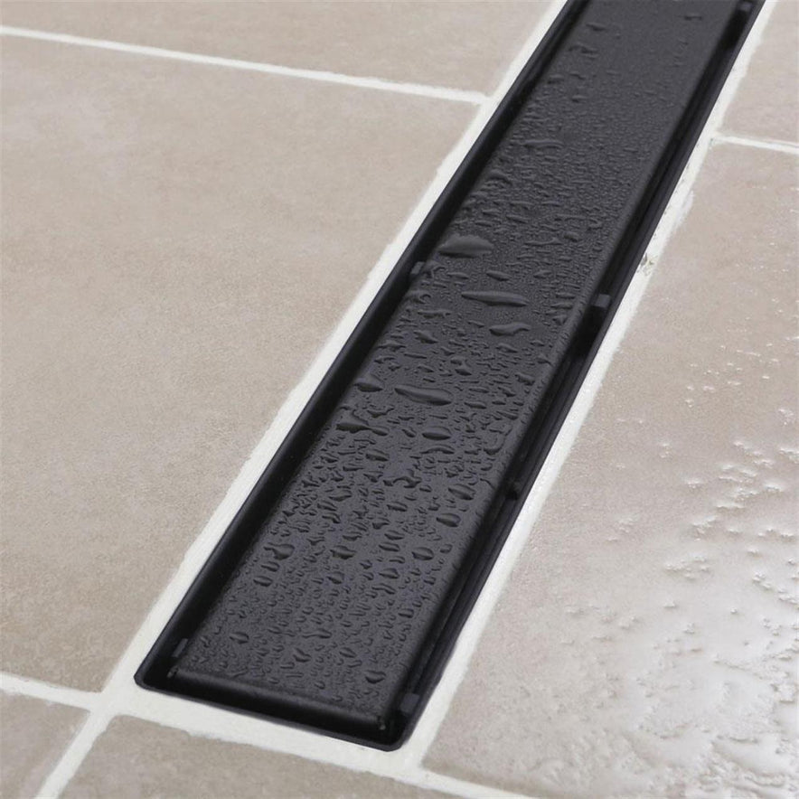 Sukar Line-6 Black Shower Drain 60cm  - Stainless Steel Case (Plain Grate)