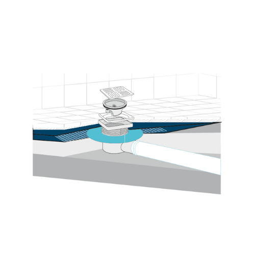 Sukar Line-10 Adjustable Drain Set 10x10cm Ø50mm - Plastic Frame (Side Outlet - Line Grate)