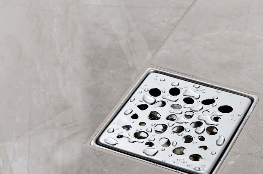 Sukar Twisty Adjustable Shower Drain 10x10cm Ø50 - Plastic Frame (Pebble Grate)