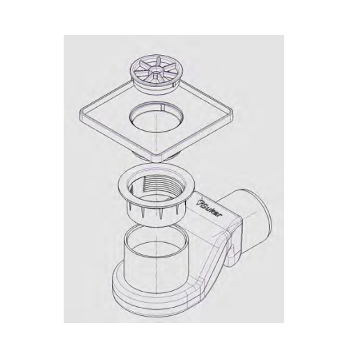 Sukar Twisty Adjustable Shower Drain 10x10cm Ø50 - Plastic Frame (Square Grate)