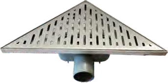 Sukar Triangular Shower Drain 33.5x25.5x10.4cm Ø50mm - Stainless Steel Frame (Side Outlet - Line Grate)