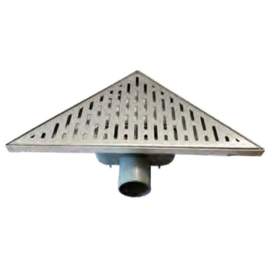 Sukar Triangular Shower Drain 33.5x25.5x10.4cm Ø50mm - Stainless Steel Frame (Side Outlet - Line Grate)