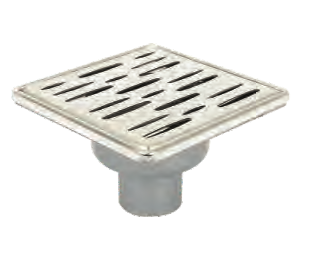 Sukar Standard Drain 15x15cm Ø50mm - Stainless Steel Frame (Bottom Outlet - Rain Grate)