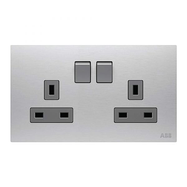 ABB Millenium Stainless Steel Double Switch Socket (2G 13A)