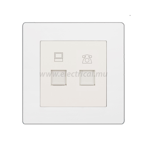 Hager Muse RJ11 Phone Socket + RJ45 Cat 6 Network