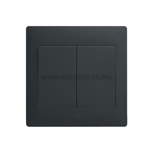 Hager Muse Switch 16AX (2 Gang 2 Way - Knight Black)