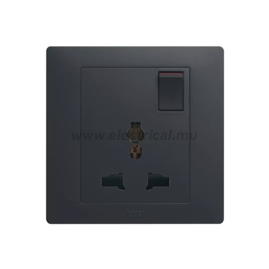 Hager Muse Multistandard Socket 16A (Single - Knight Black)