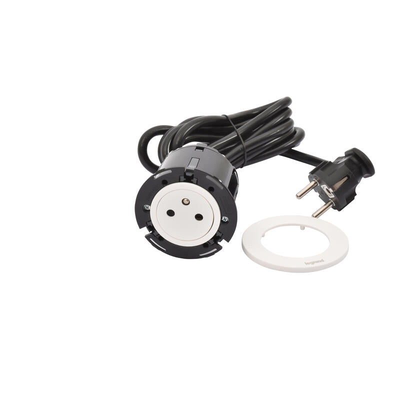 Legrand Incara √ò60mm Surface Socket with 2P+E Plug and 2m Cord - Incara Disq 60