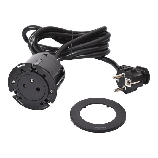 Legrand Incara √ò60mm Surface Socket with 2P+E Plug and 2m Cord - Incara Disq 60