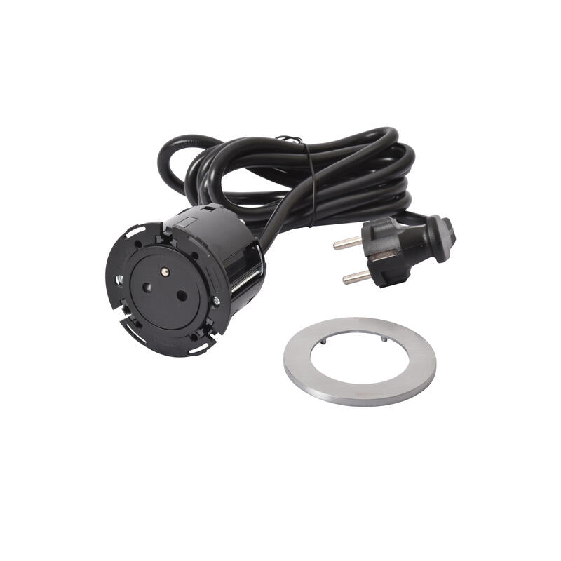 Legrand Incara √ò60mm Surface Socket with 2P+E Plug and 2m Cord - Incara Disq 60