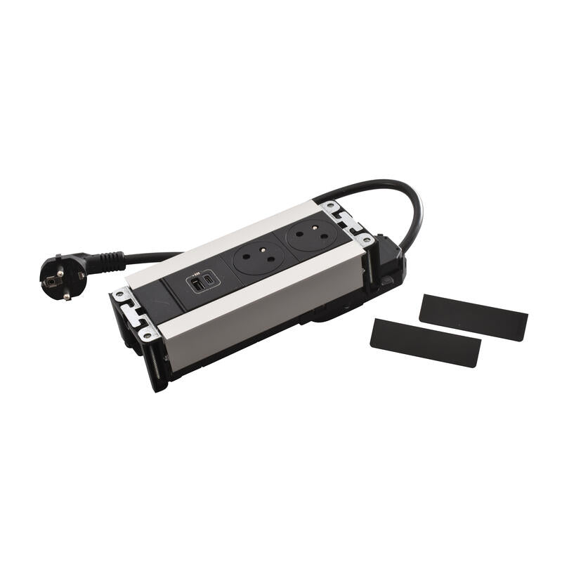 Legrand Incara Multilink Horizontal Furniture Unit with 2x2P+E Socket and USB Type-A+Type-C Charger