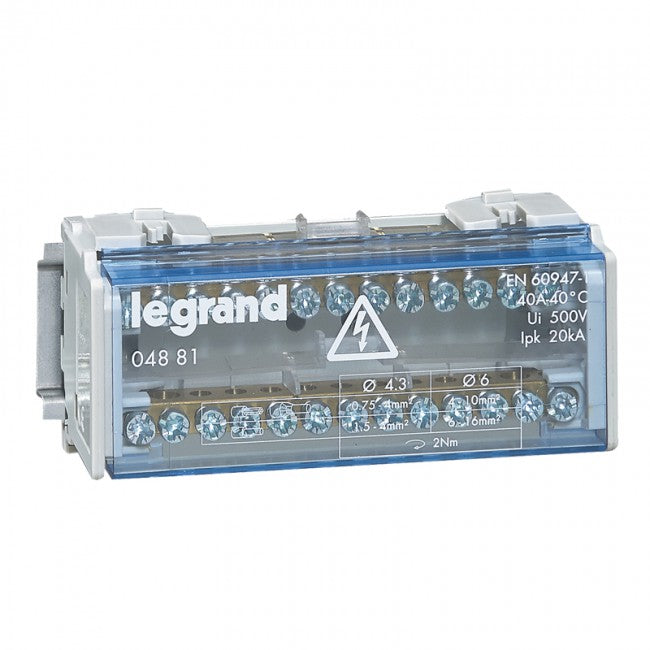 Legrand Monobloc modular distribution block - 4P - 40 A - 13 connections