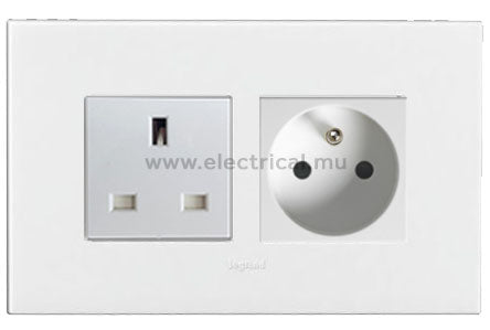 Legrand Arteor Combined Sockets - EN 13A & FR 16A (with support frame and plate)