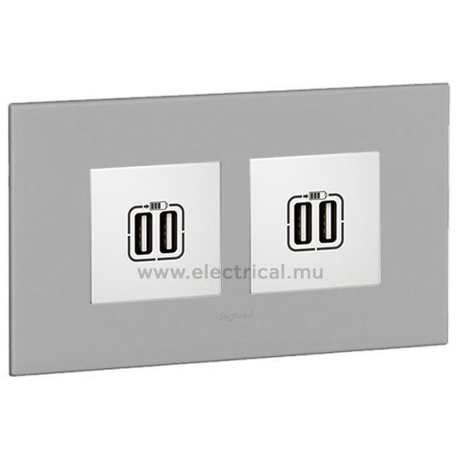 Legrand Arteor Double USB Sockets 5V - Single or Double (with support frame and plate)