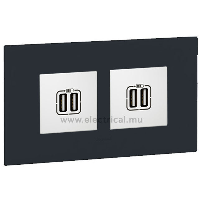 Legrand Arteor Double USB Sockets 5V - Single or Double (with support frame and plate)