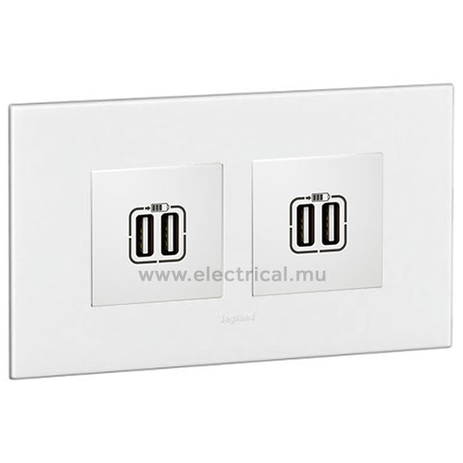 Legrand Arteor Double USB Sockets 5V - Single or Double (with support frame and plate)