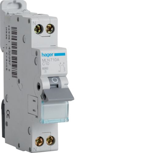 Hager Circuit Breaker / Disjoncteur (C Curve) 1P+N - 10A