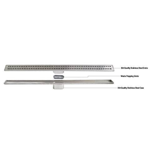 Sukar Line-6 Slim Shower Drain 60cm - Stainless Steel Case (Cube Grate)