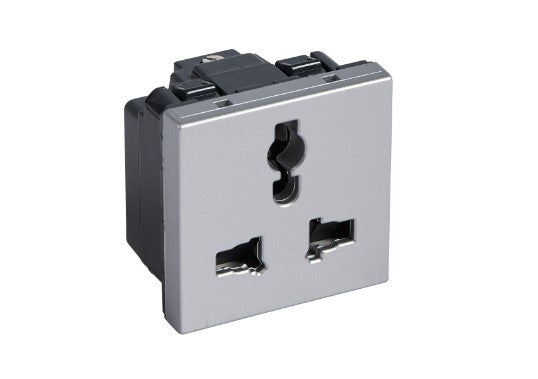 Legrand Multistandard 2P+E unswitched socket outlet Arteor 2 modules -Soft Alu