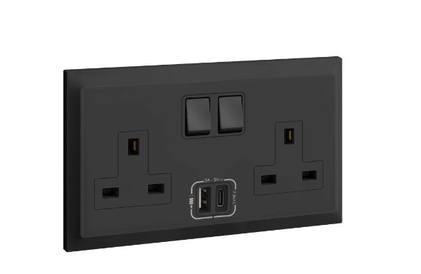 Belanko S - switch socket 13a 2gang + usb x2 Anthracite