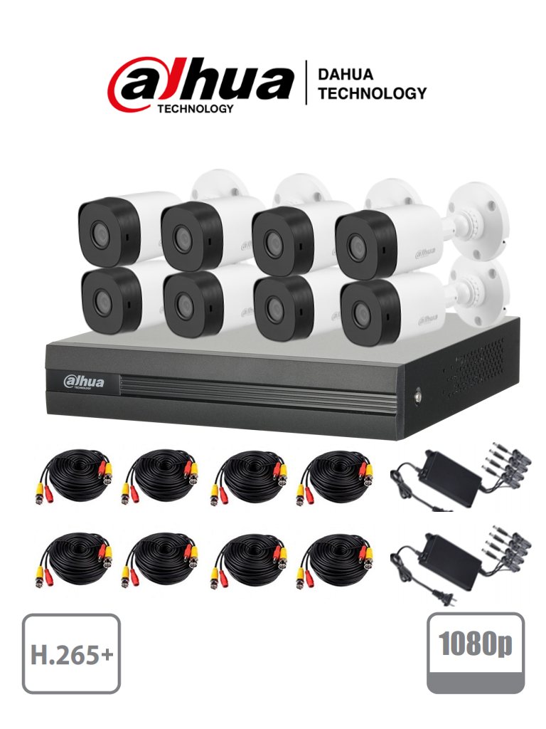 Dahua 8 Camera Kit 2MP Full color (DH-KIT/XVR1B08-I/8-HFW1209CP-A-LED-0360B)